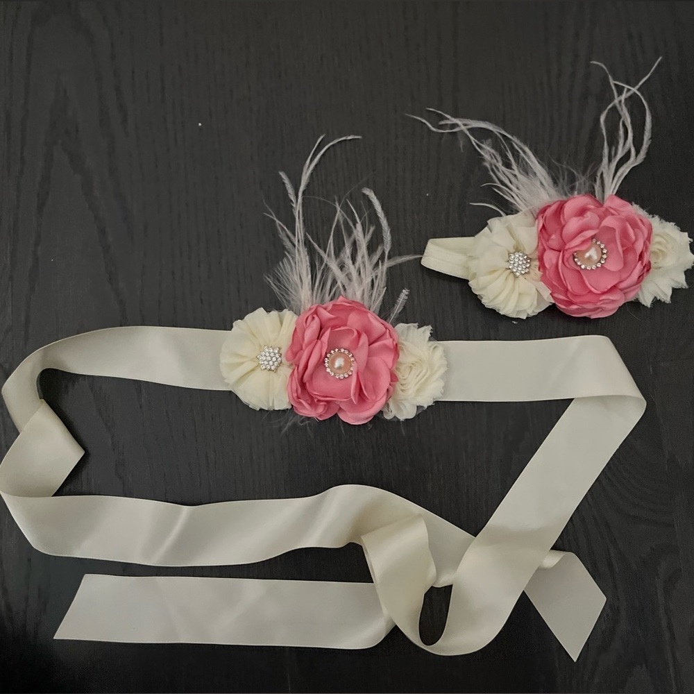 Baby bow and matching belt !